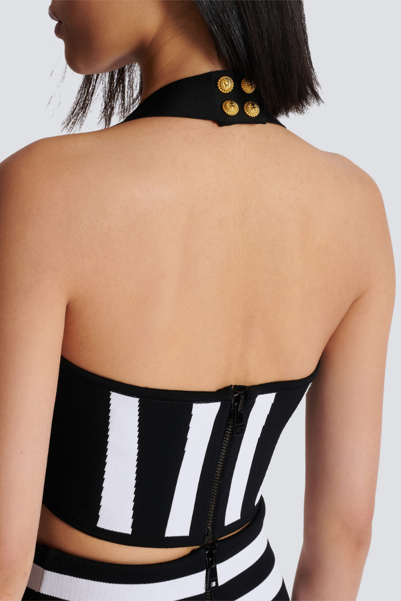 Cristina® | Halterneck Striped Knit Skirt Set