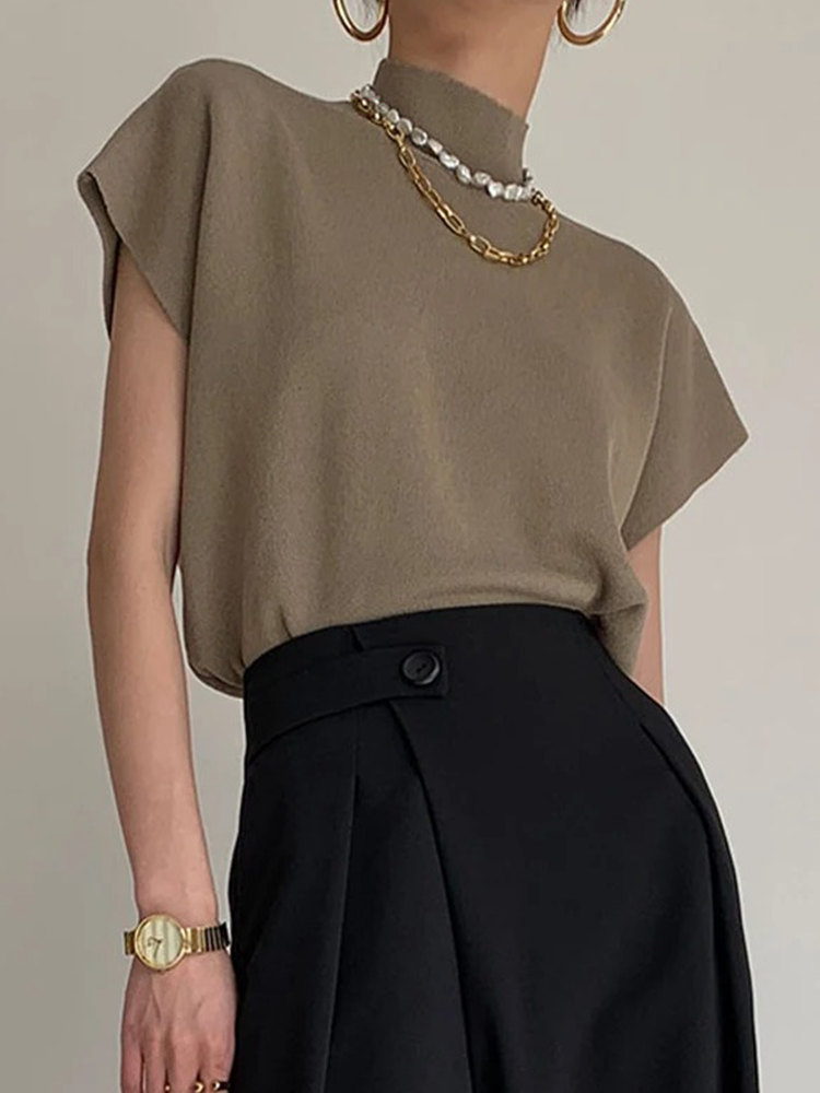 Adela® | Short sleeve turtleneck sweater for women