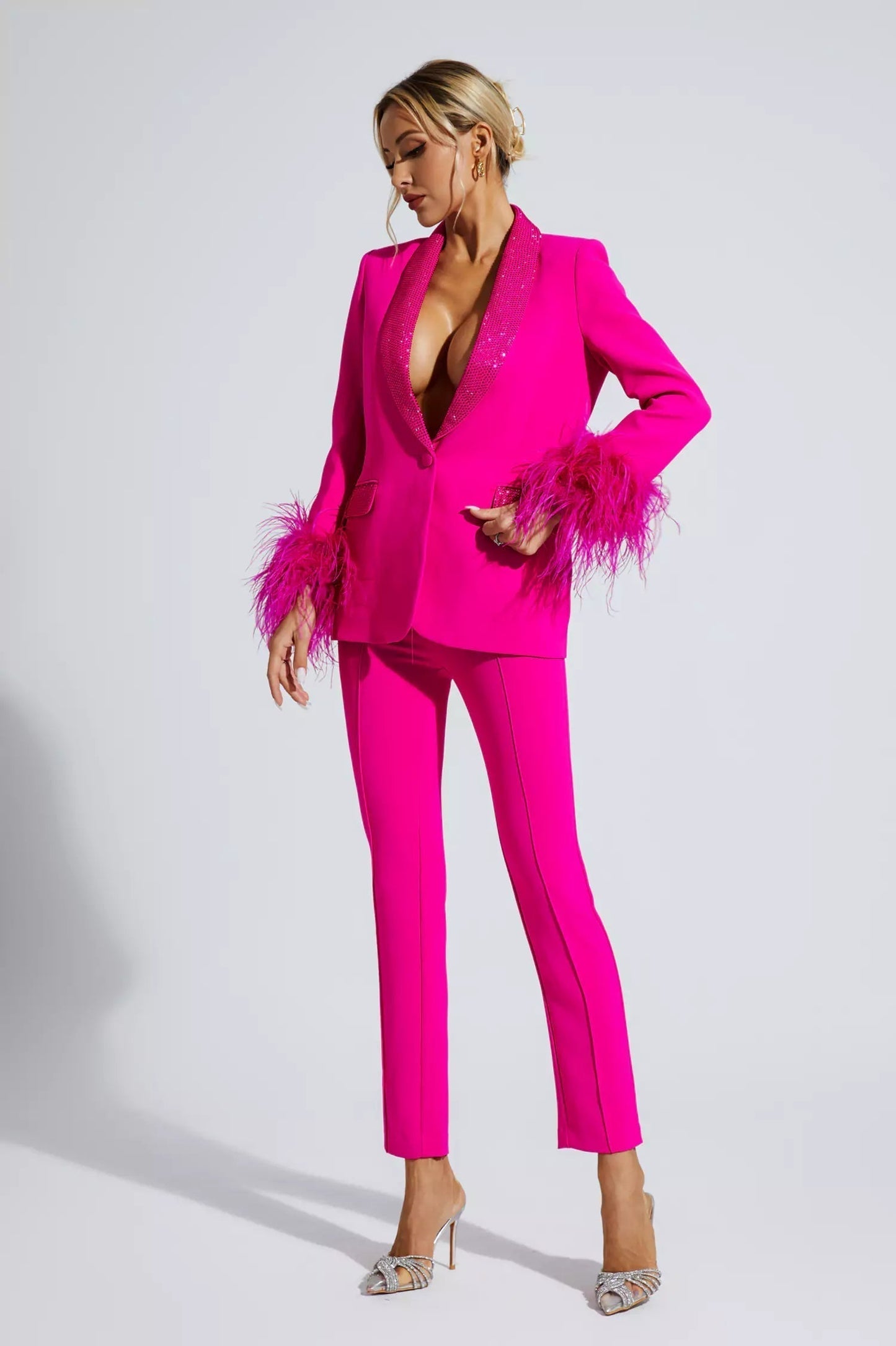 Anneliese® | Blazer with diamonds and feather details