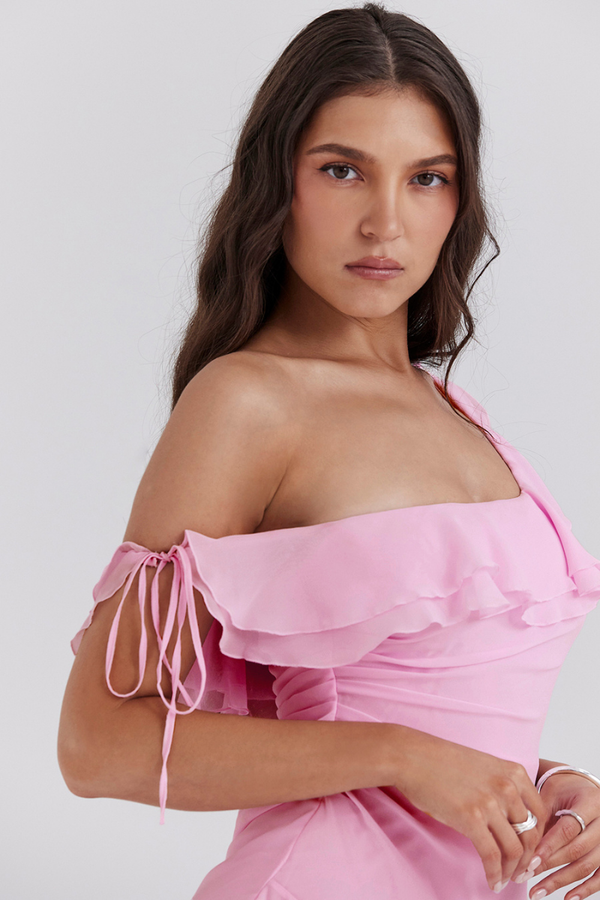Daniela® | Off-Shoulder Ruffle Shirt Mini Dress