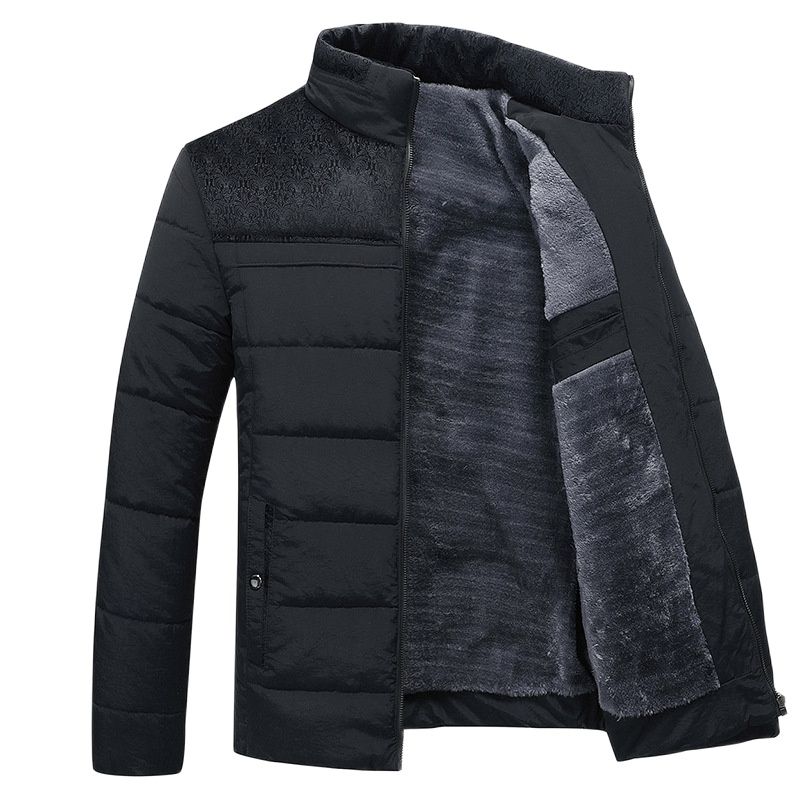Men’s Quilted Jacket – Regular Fit – Stand-Up Collar – Plush Lined – Textured Shoulders