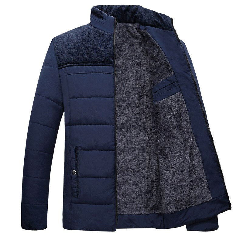 Men’s Quilted Jacket – Regular Fit – Stand-Up Collar – Plush Lined – Textured Shoulders