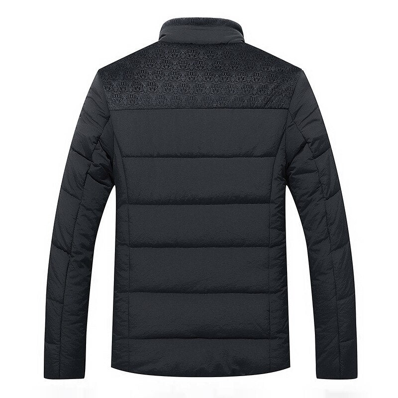 Men’s Quilted Jacket – Regular Fit – Stand-Up Collar – Plush Lined – Textured Shoulders