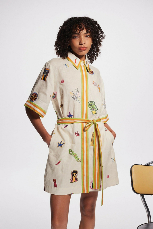 Dulce® | Short-Sleeved Embroidered Mini Dress