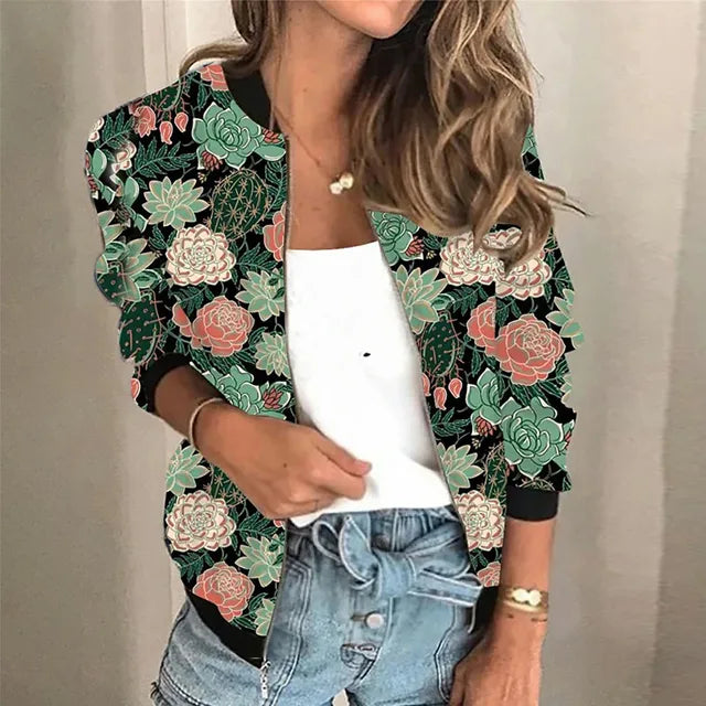 Amber® | Printed Zip-Up Jacket