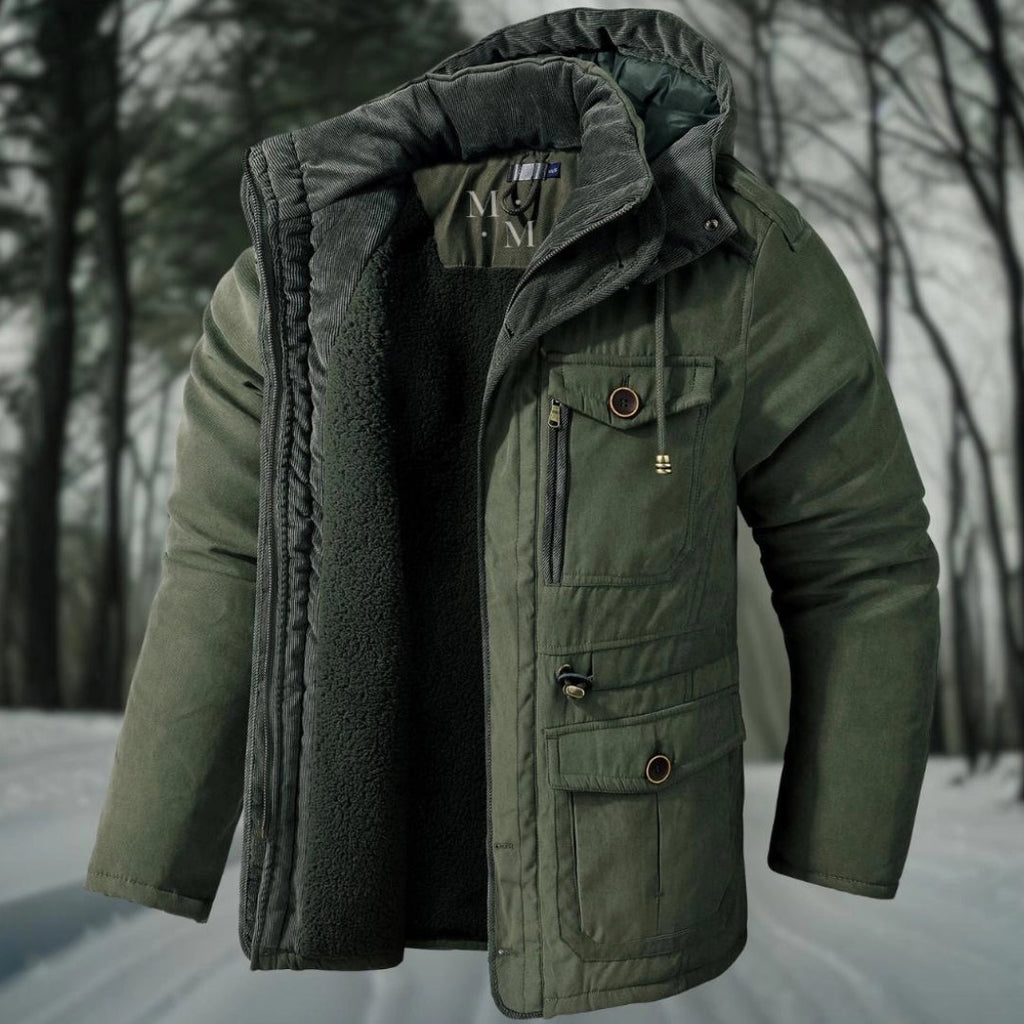 Men’s Parka Jacket – Regular Fit – Sherpa Lined – Ribbed Hood – Utility Pockets