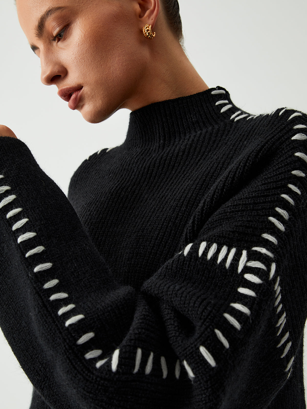 Charlotte® | Turtleneck sweater with piqué stitch details