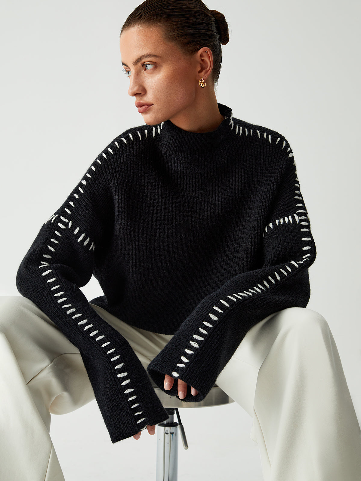 Charlotte® | Turtleneck sweater with piqué stitch details