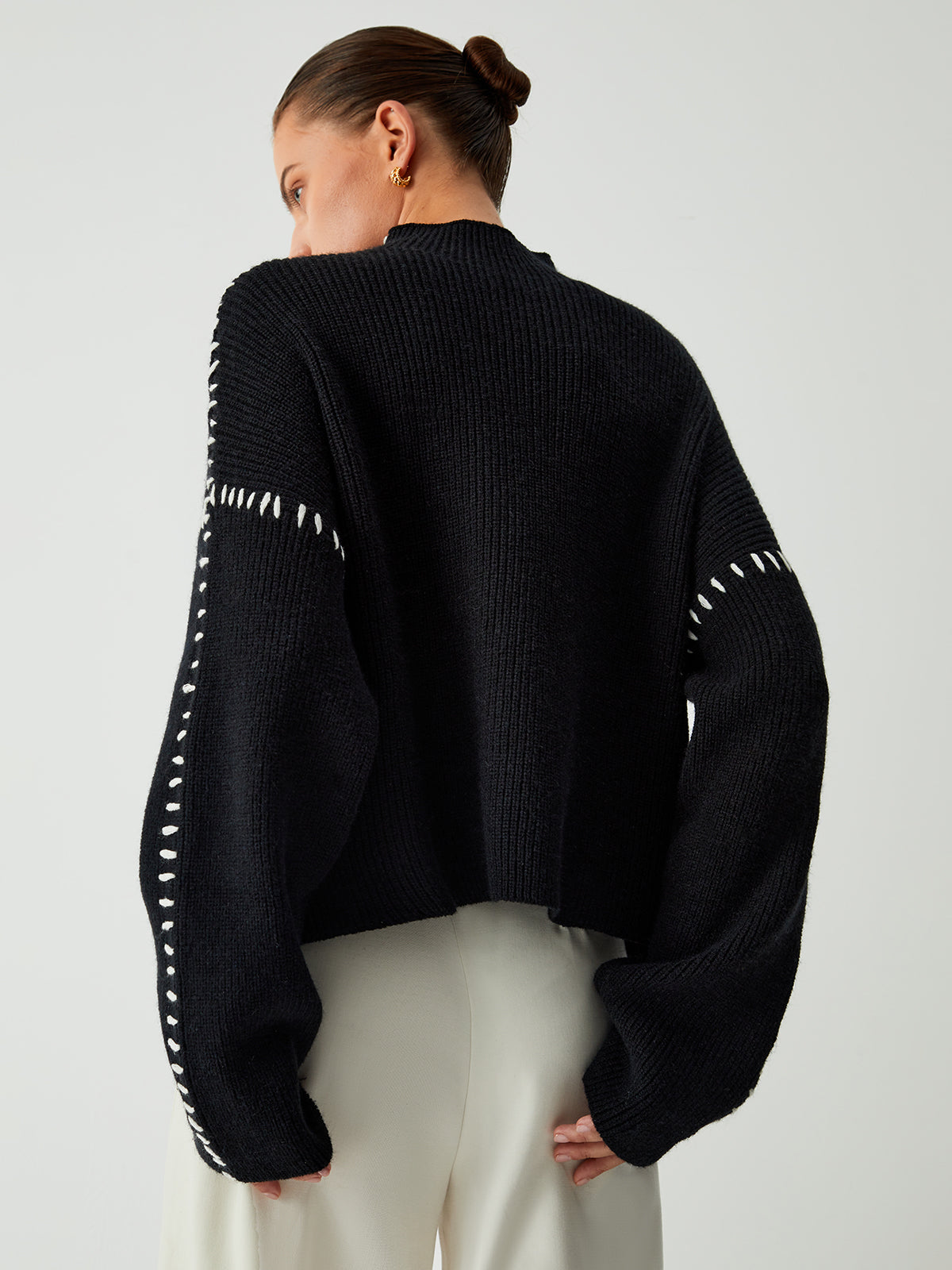 Charlotte® | Turtleneck sweater with piqué stitch details