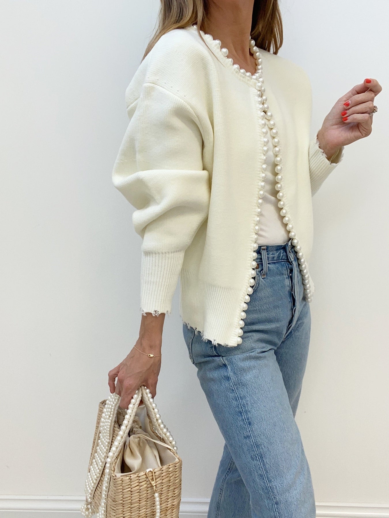 Belén® | Beaded cardigan with ripped hem