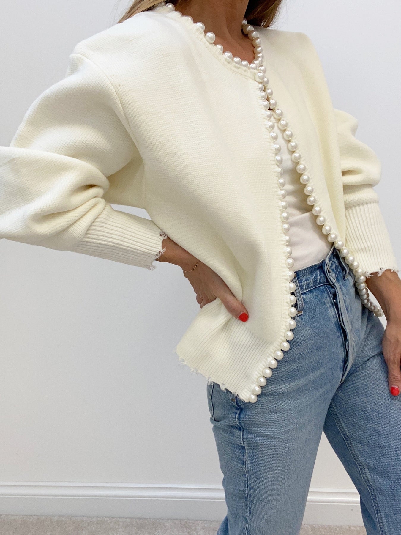 Belén® | Beaded cardigan with ripped hem