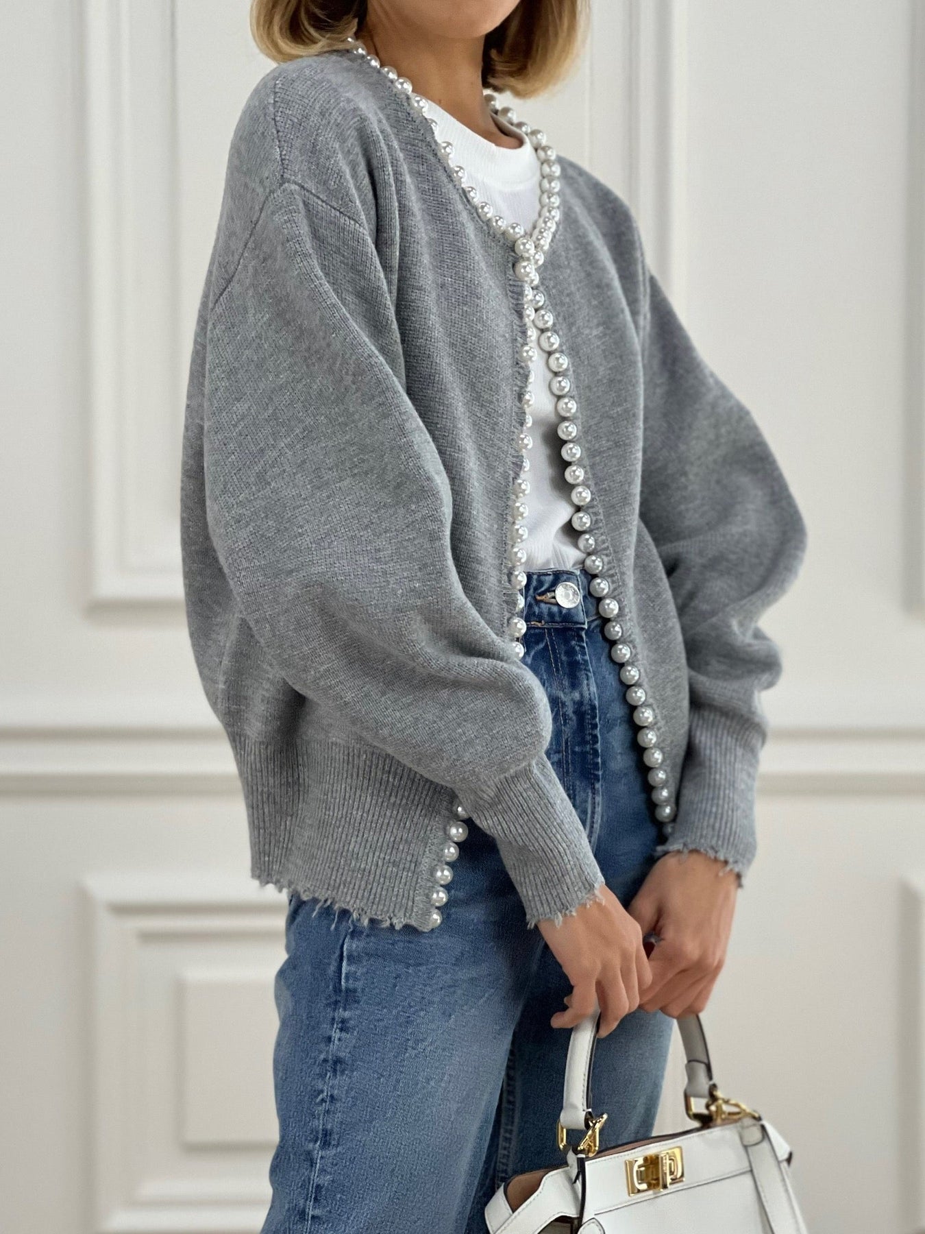 Belén® | Beaded cardigan with ripped hem