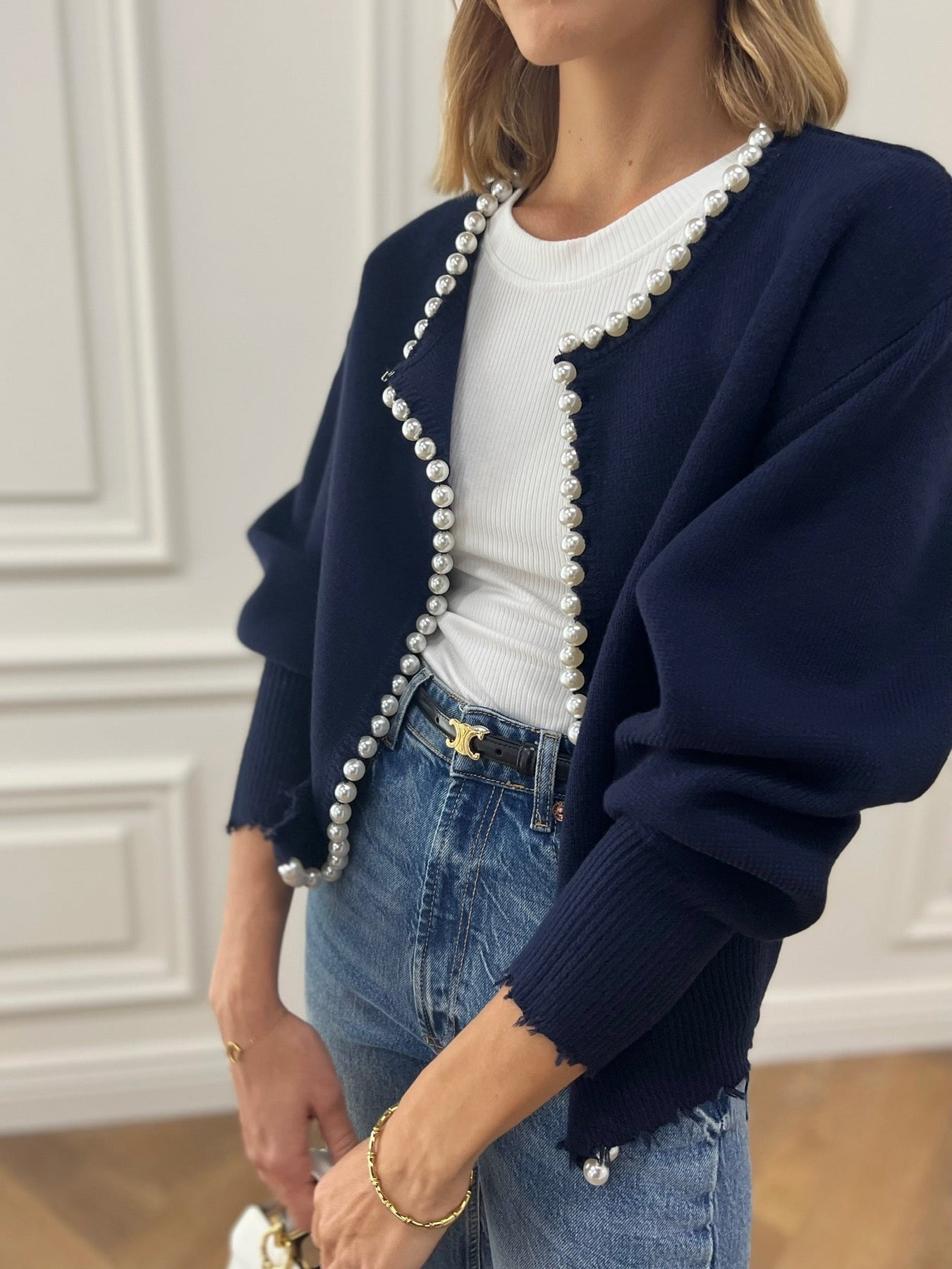 Belén® | Beaded cardigan with ripped hem