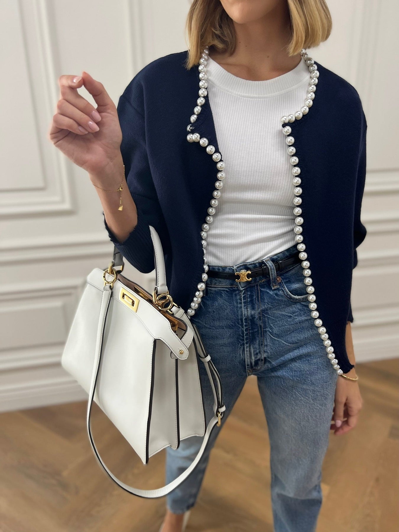 Belén® | Beaded cardigan with ripped hem