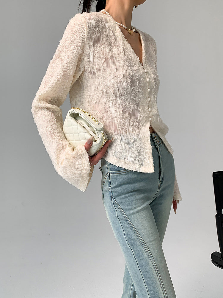 Breta® | Elegant Ruffled Shirt With V-Neck