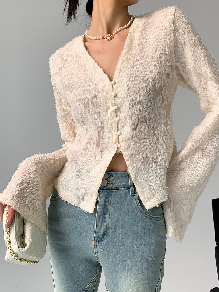 Breta® | Elegant Ruffled Shirt With V-Neck