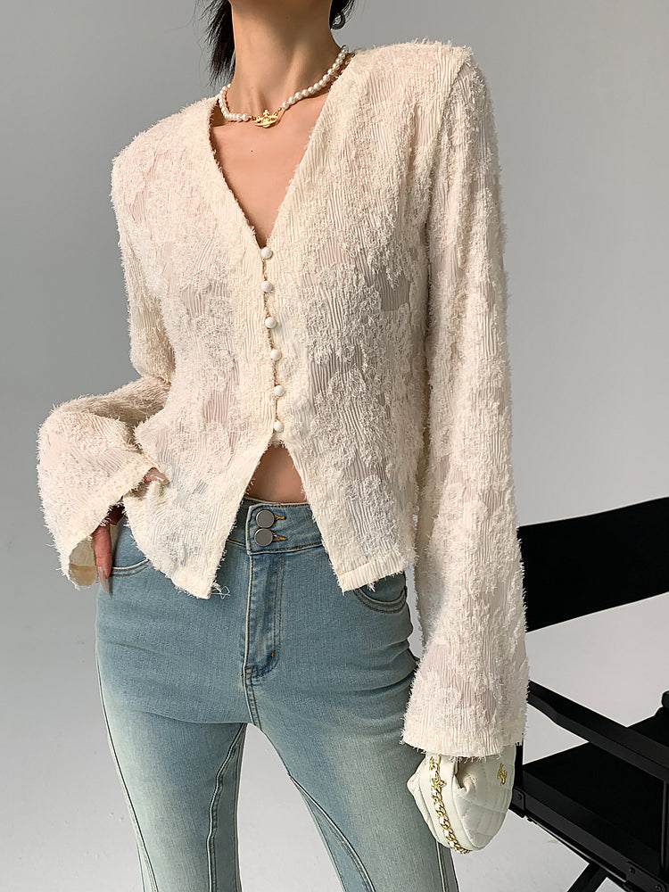 Breta® | Elegant Ruffled Shirt With V-Neck
