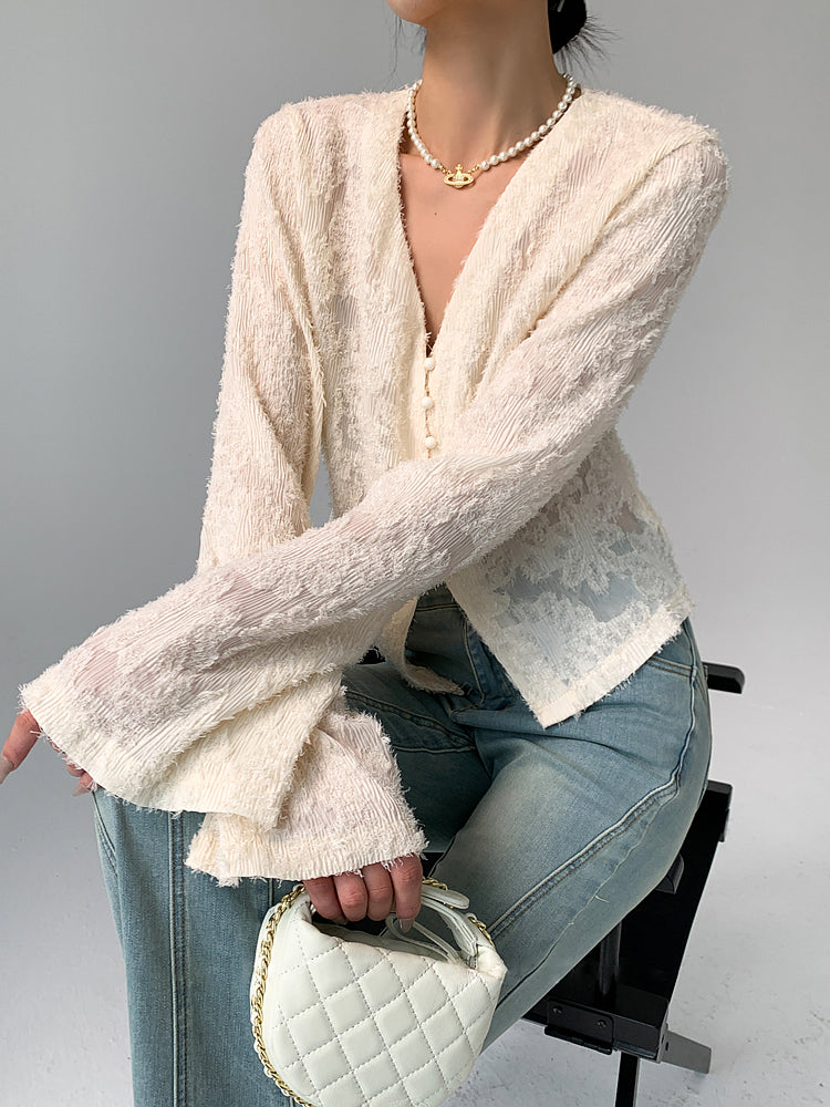 Breta® | Elegant Ruffled Shirt With V-Neck