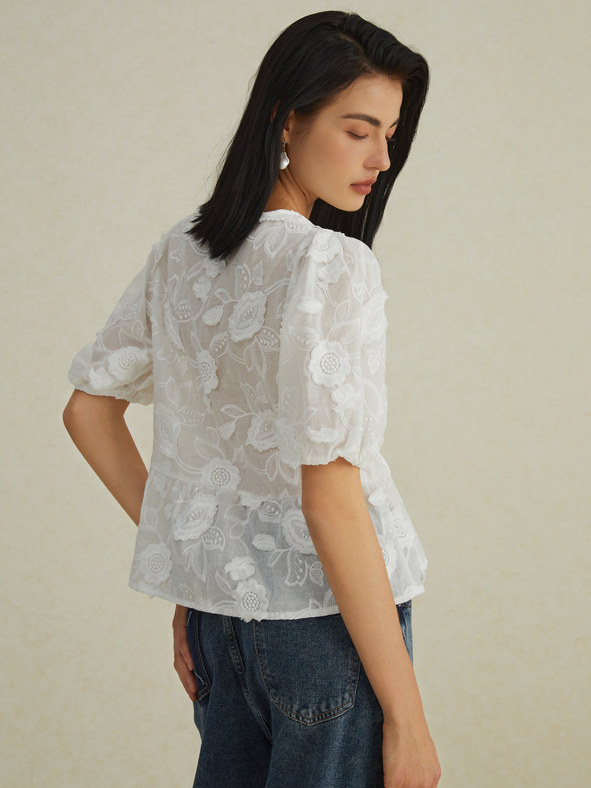 Brennen® | Playful Shirt With A Floral Pattern And Puff Sleeves