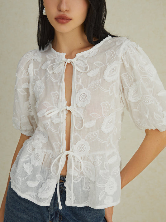 Brennen® | Playful Shirt With A Floral Pattern And Puff Sleeves