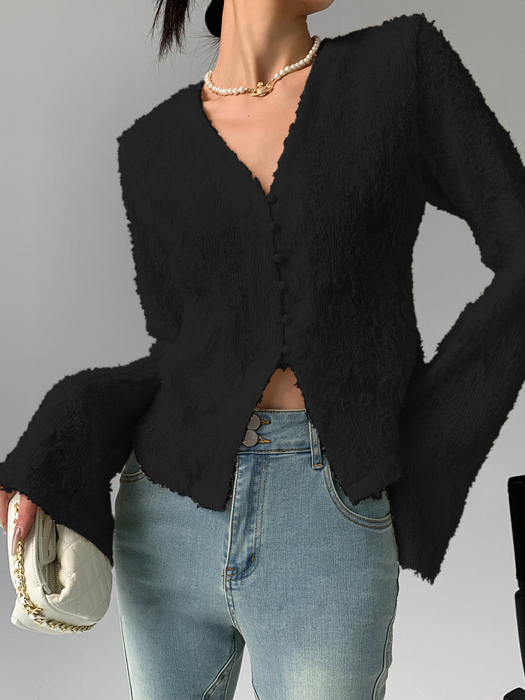 Breta® | Elegant Ruffled Shirt With V-Neck