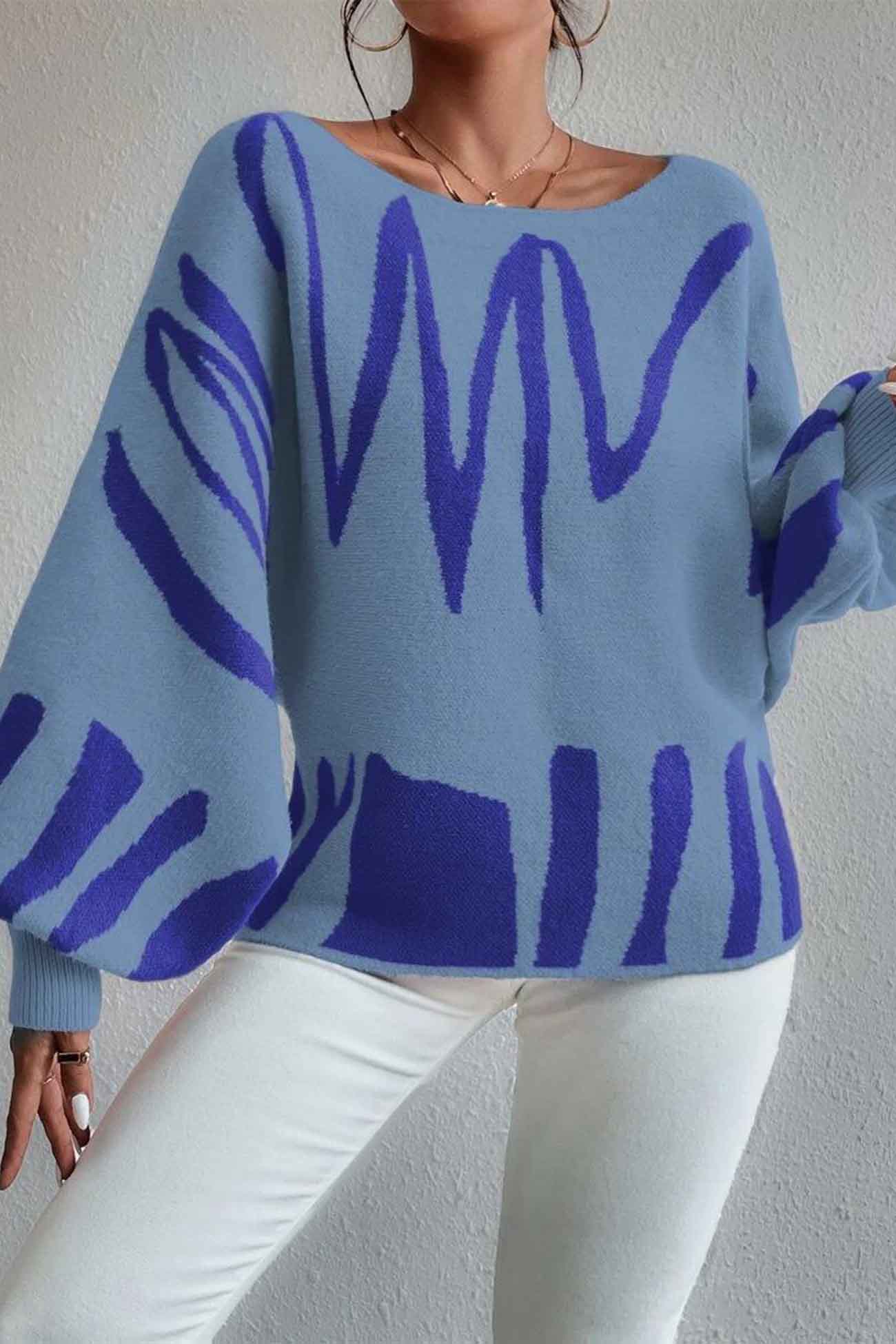Anika® | Knitted sweater with geometric lantern sleeves