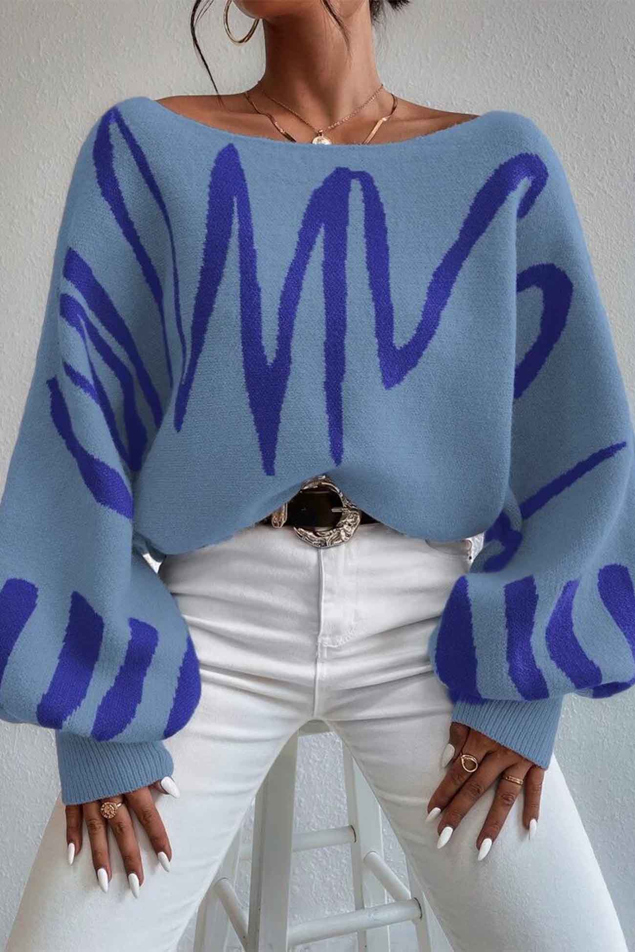 Anika® | Knitted sweater with geometric lantern sleeves