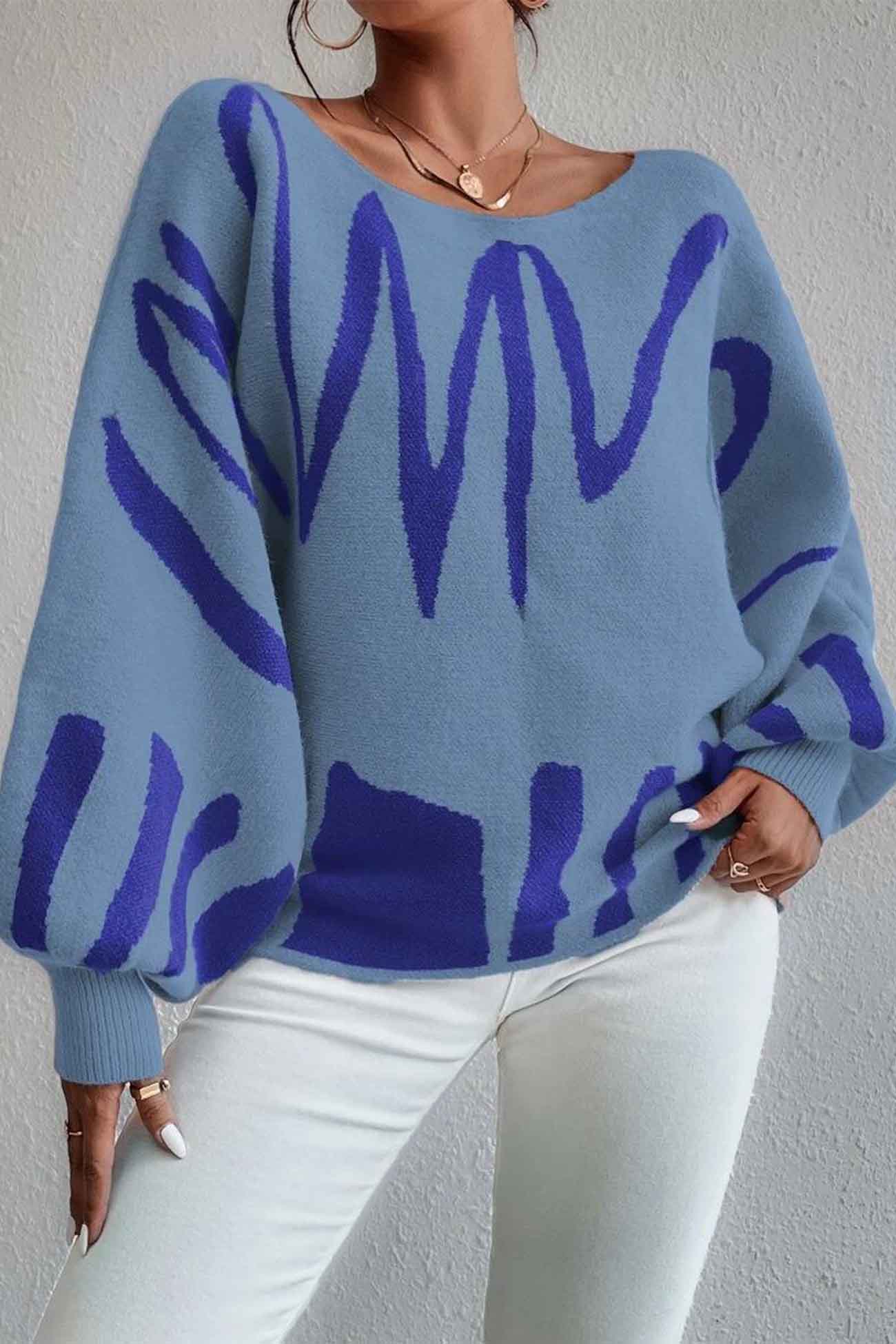Anika® | Knitted sweater with geometric lantern sleeves