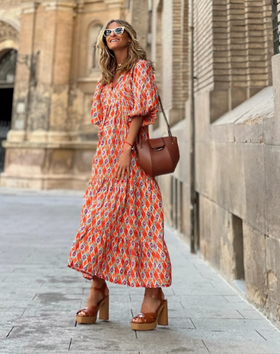 Lisa | Elegant Floral Midi Dress for Effortless Style