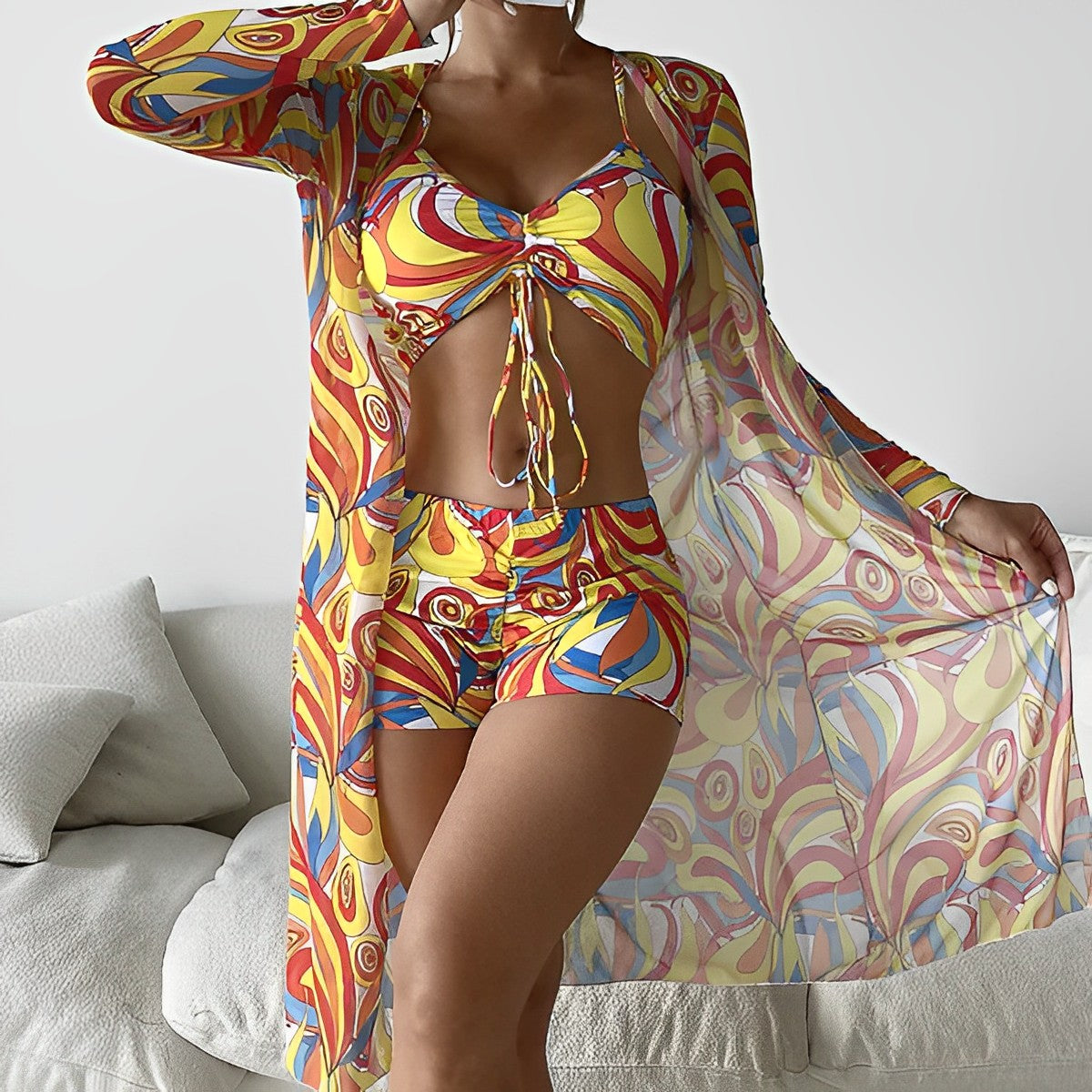 Avice® | Swirl Print Swimsuit With Overlay