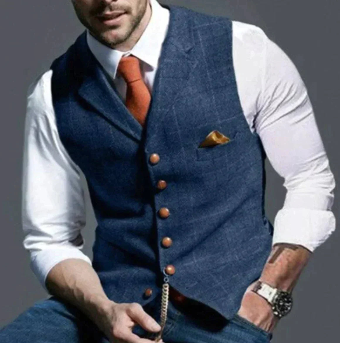 Drake | Men's Slim Fit Tweed Waistcoat