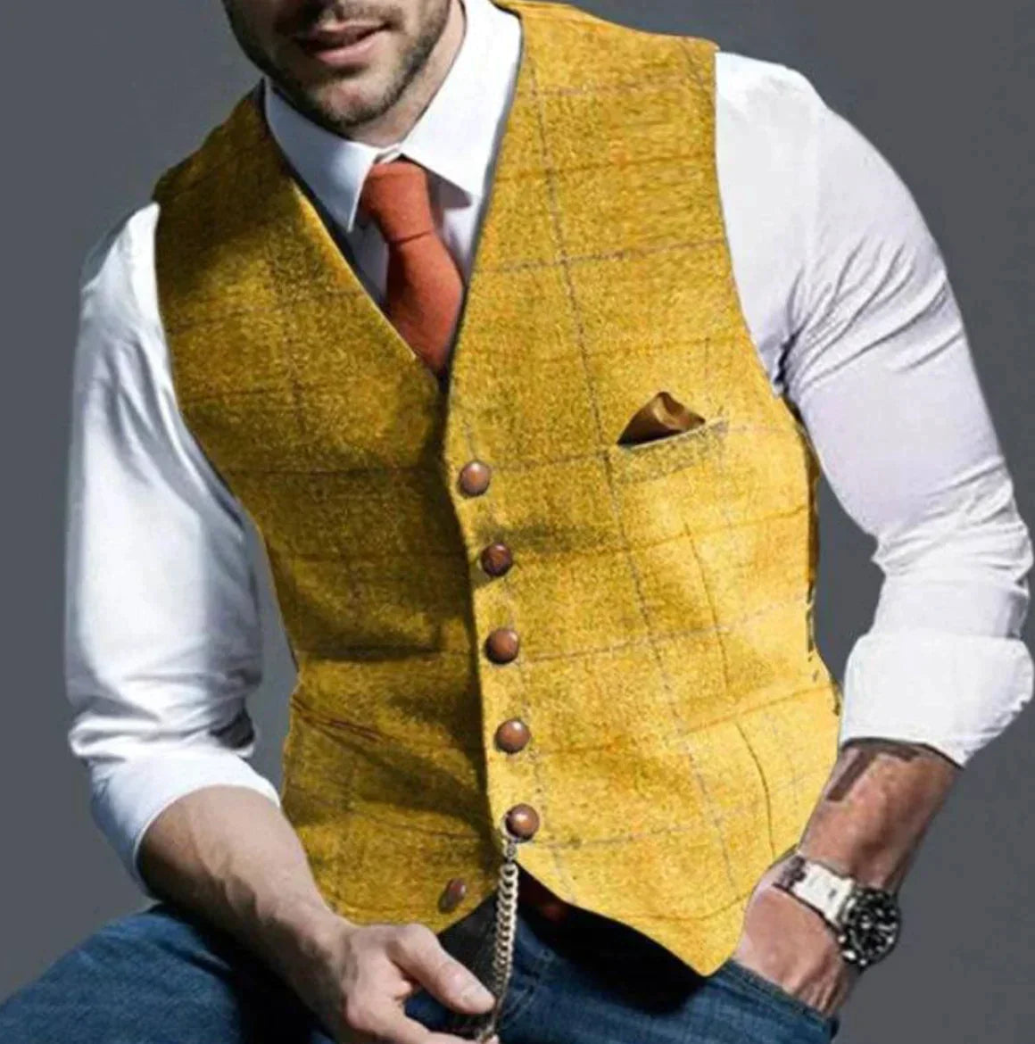 Drake | Men's Slim Fit Tweed Waistcoat
