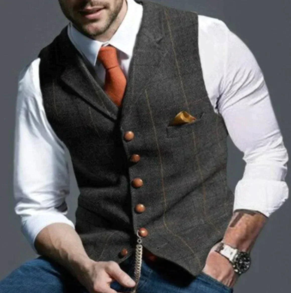 Drake | Men's Slim Fit Tweed Waistcoat