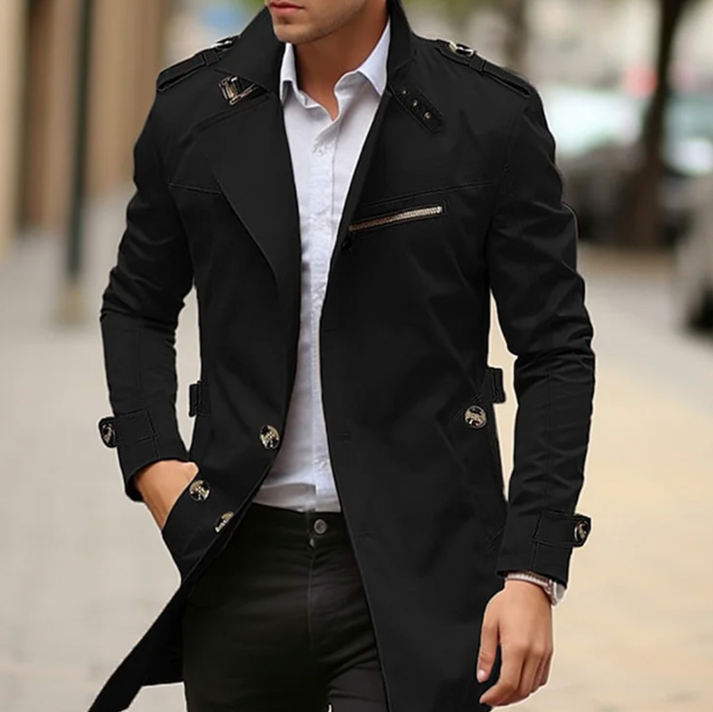 Vincent | Men's Double-Breasted Long Trench Coat