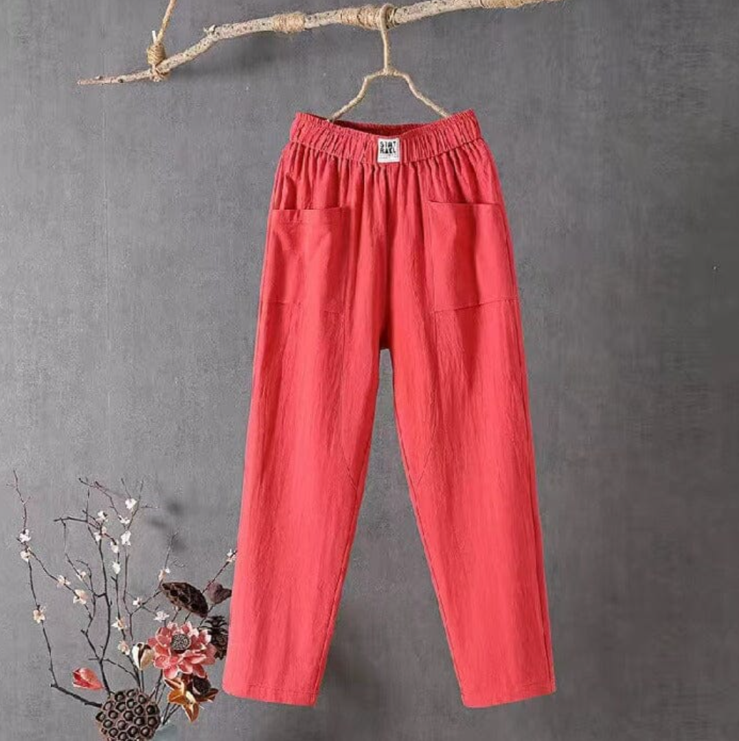 Constanza® | Linen Trousers With Elastic Waist