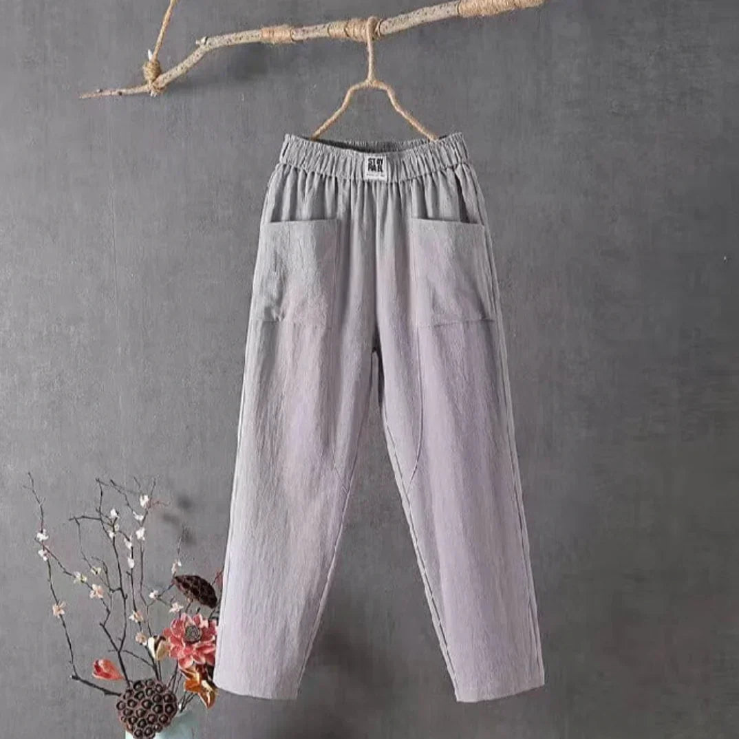 Carolina® | Casual trousers made of cotton and linen with an elastic waistband