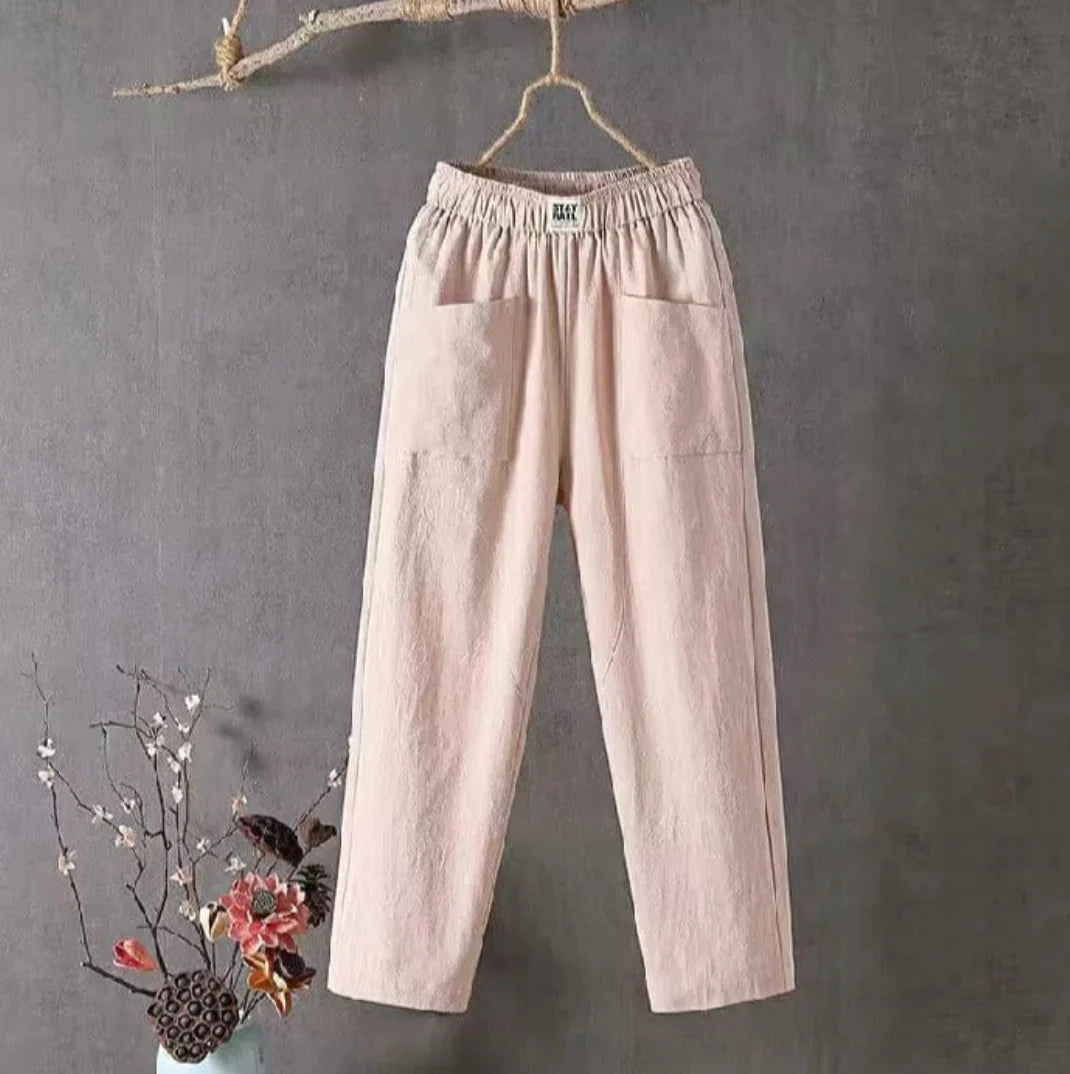 Carolina® | Casual trousers made of cotton and linen with an elastic waistband