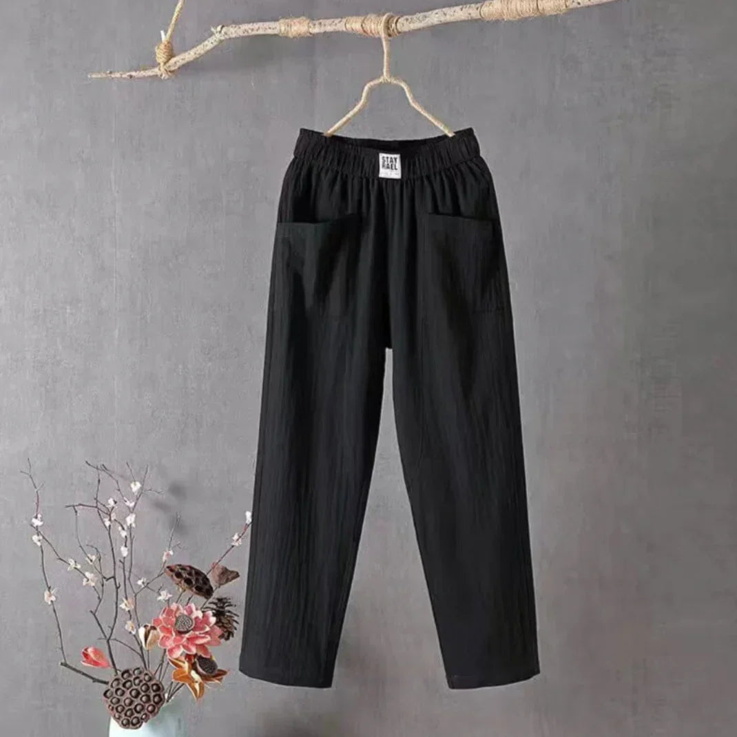 Carolina® | Casual trousers made of cotton and linen with an elastic waistband