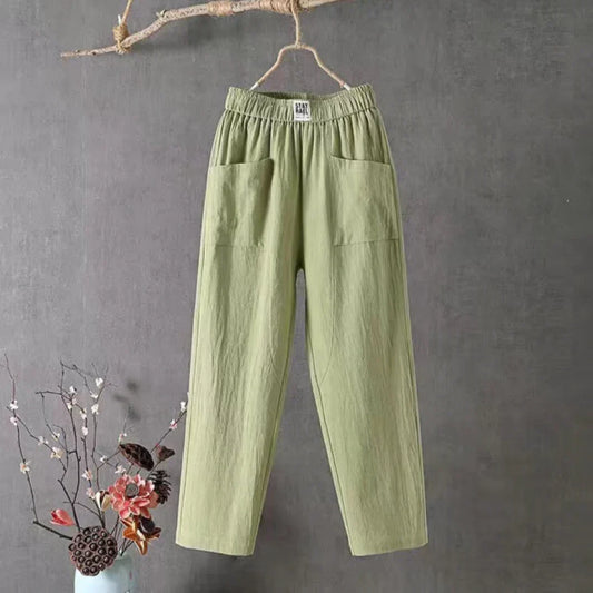 Carolina® | Casual trousers made of cotton and linen with an elastic waistband
