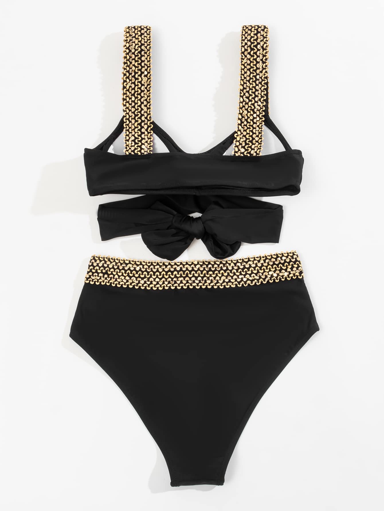 Alma® | Gold-colored bikini with cross-shoulder strap and high waist