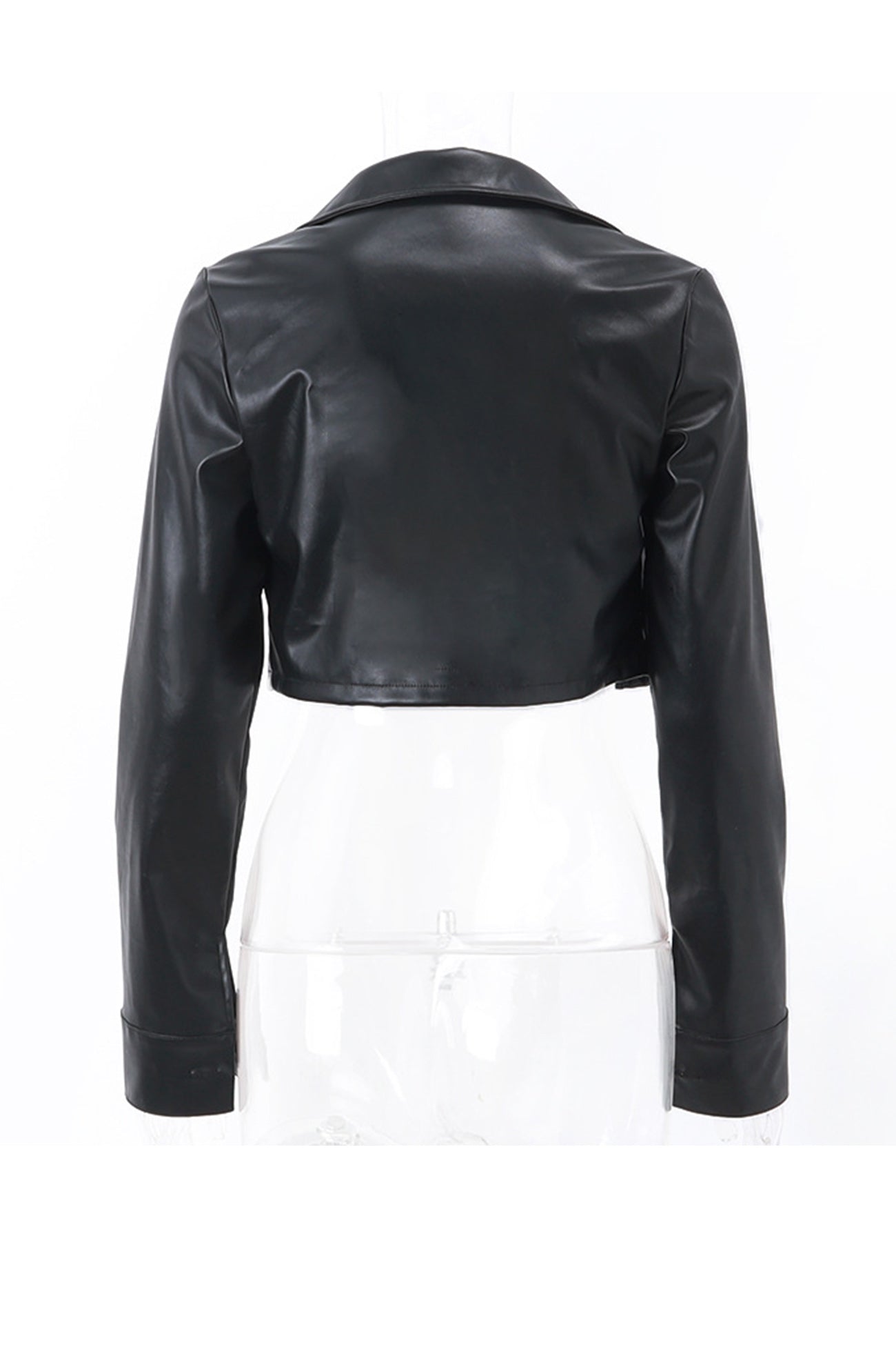 Cristina® | Black short leather jacket