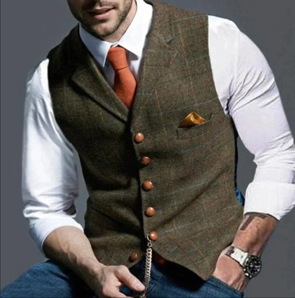 Drake | Men's Slim Fit Tweed Waistcoat