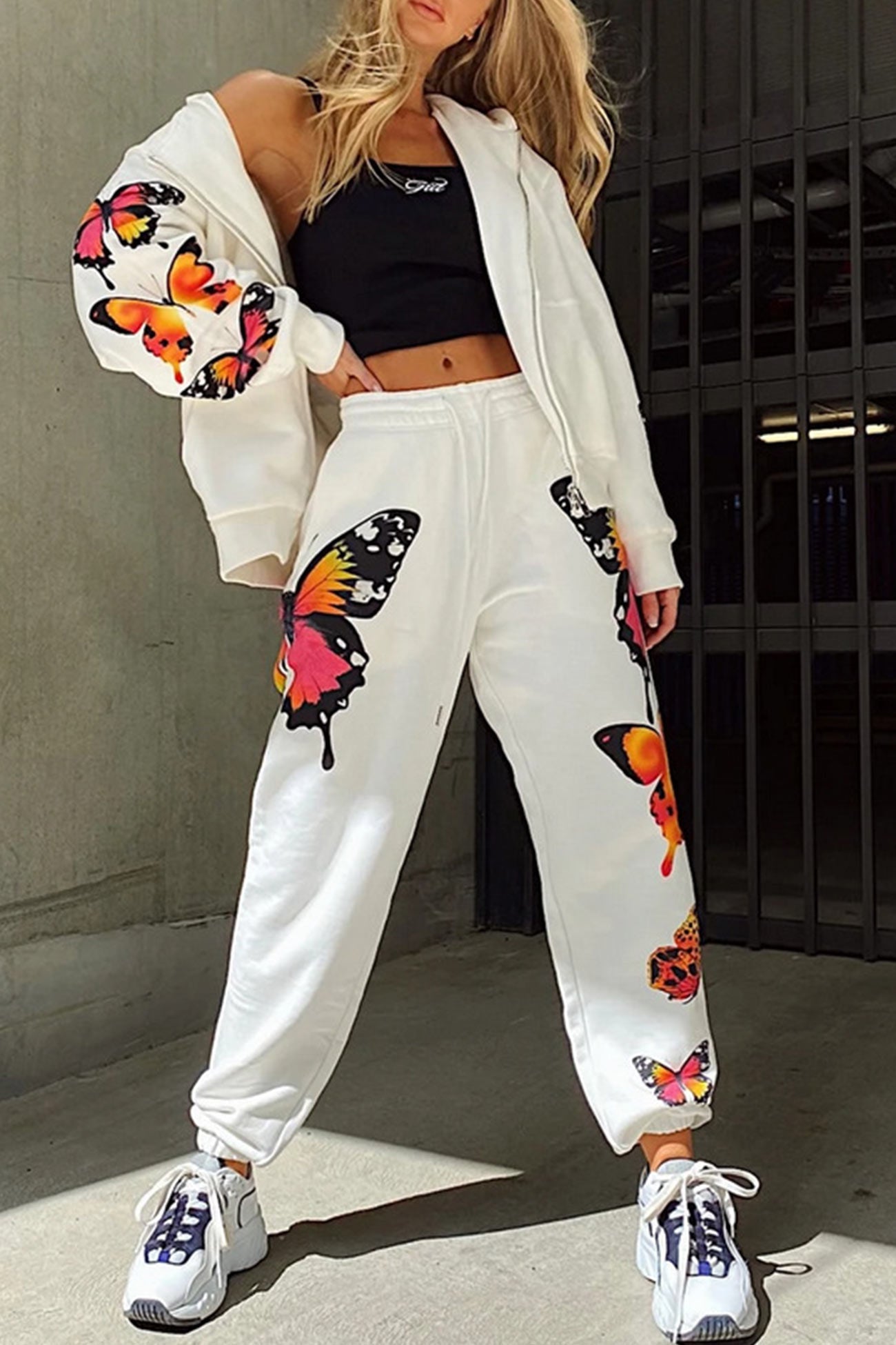 Charlotte® | Butterfly print zip hoodie set