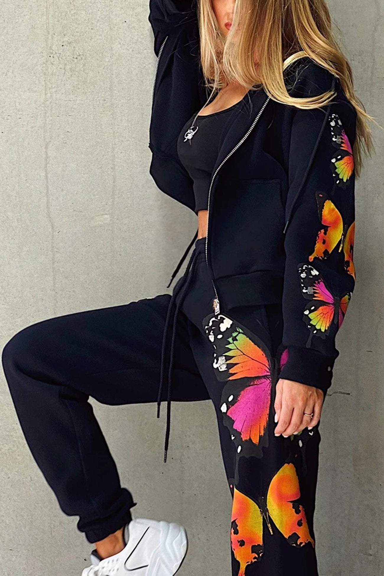Charlotte® | Butterfly print zip hoodie set