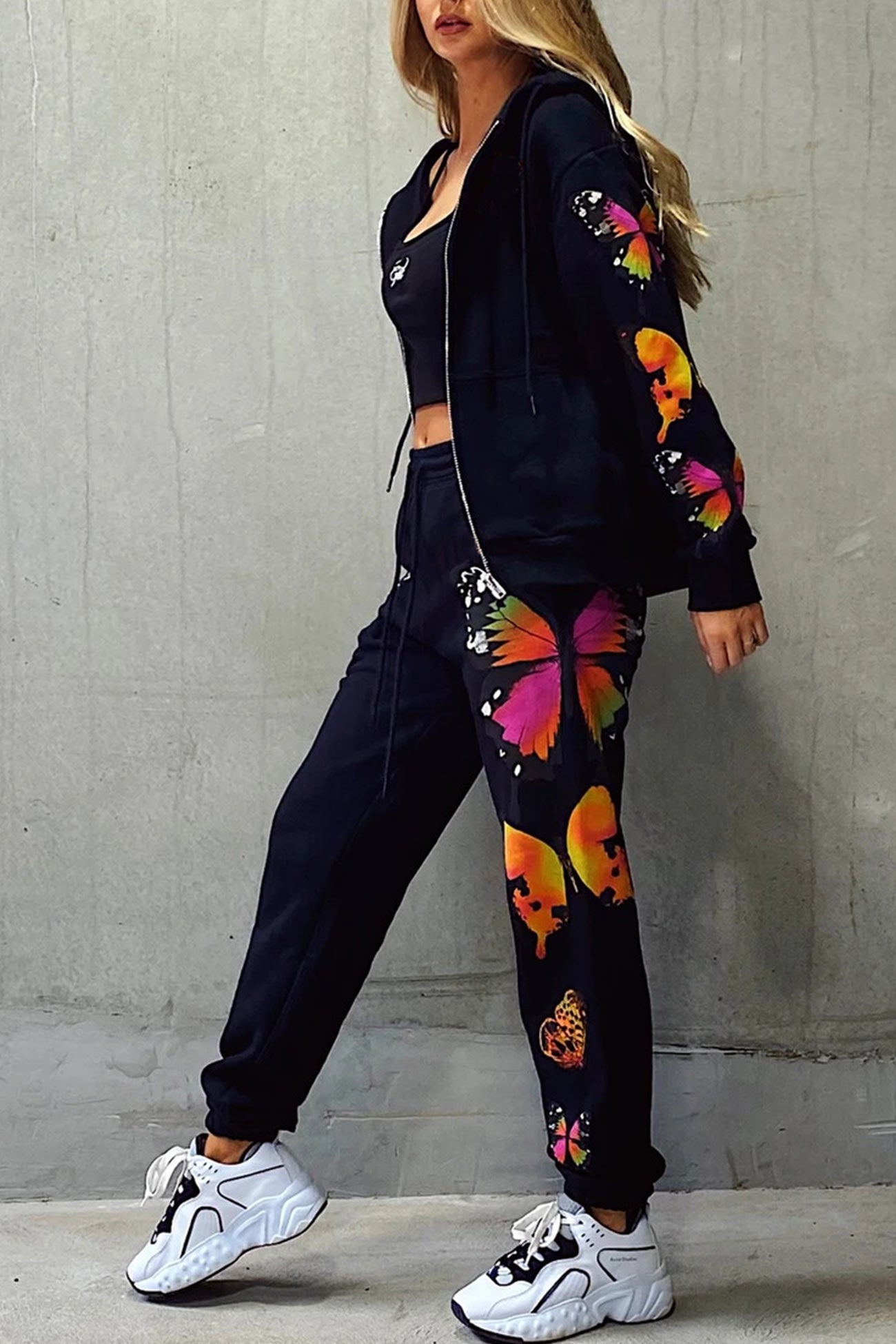 Charlotte® | Butterfly print zip hoodie set