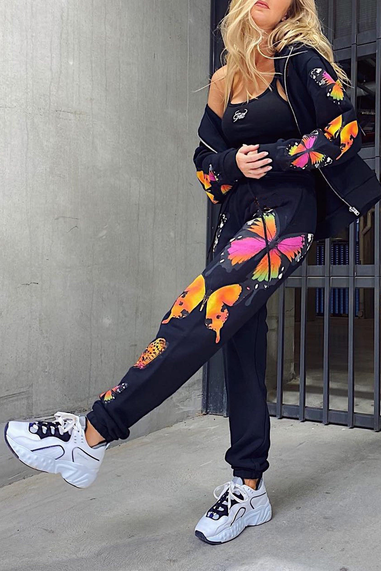 Charlotte® | Butterfly print zip hoodie set