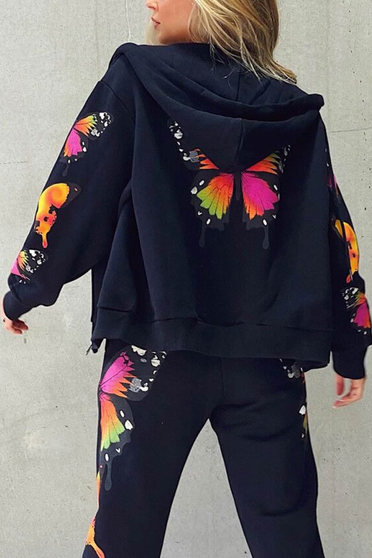Charlotte® | Butterfly print zip hoodie set
