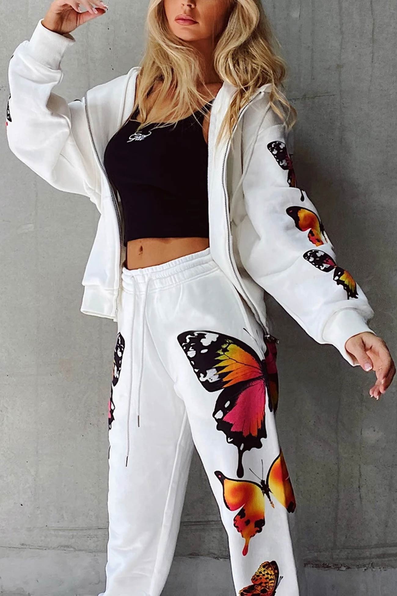 Charlotte® | Butterfly print zip hoodie set