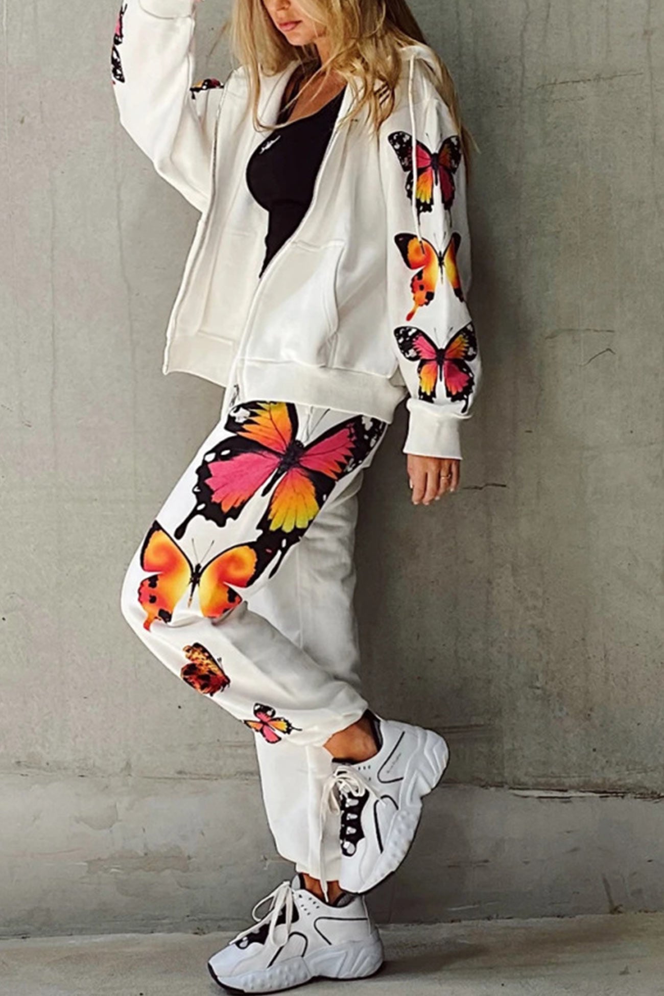 Charlotte® | Butterfly print zip hoodie set