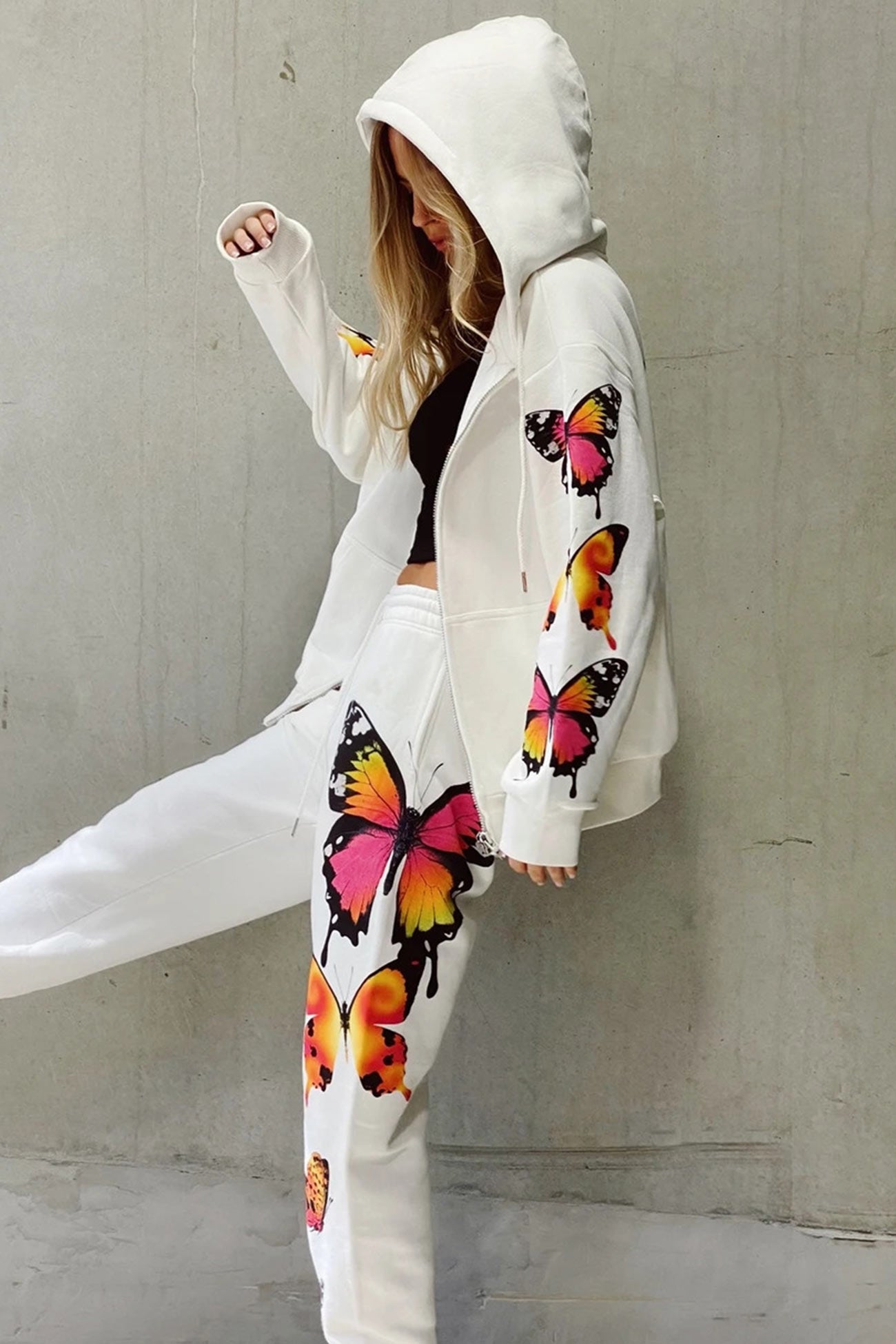Charlotte® | Butterfly print zip hoodie set